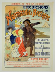 ウエスタンレールマンカンパニーによるノルマンディーとブルターニュへのポスター広告遠足の複製、1896